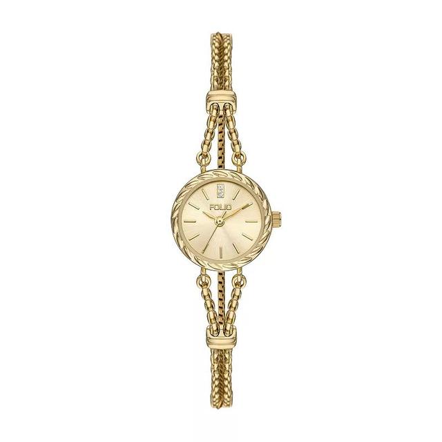 Folio Womens Rope Textured Bracelet Strap Round Dainty Watch, Gold Tone Product Image