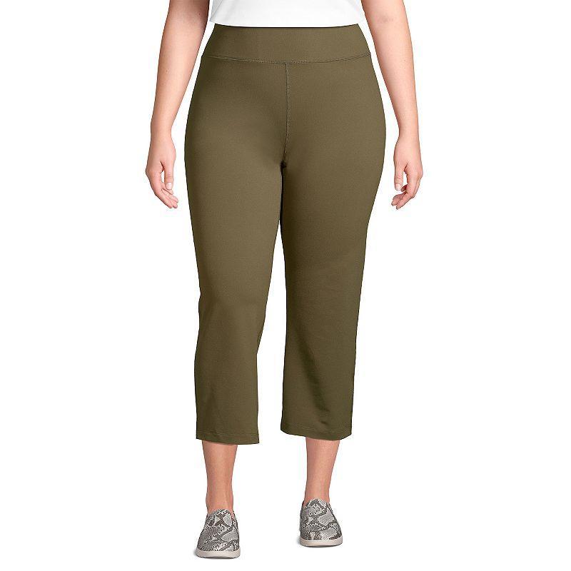 Plus Size Lands End Active Crop Yoga Pants, Womens Green Moss Product Image