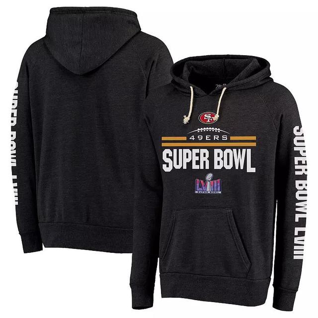 Mens Majestic Threads Heather San Francisco 49ers Super Bowl LVIII Tri-Blend Pullover Hoodie Product Image