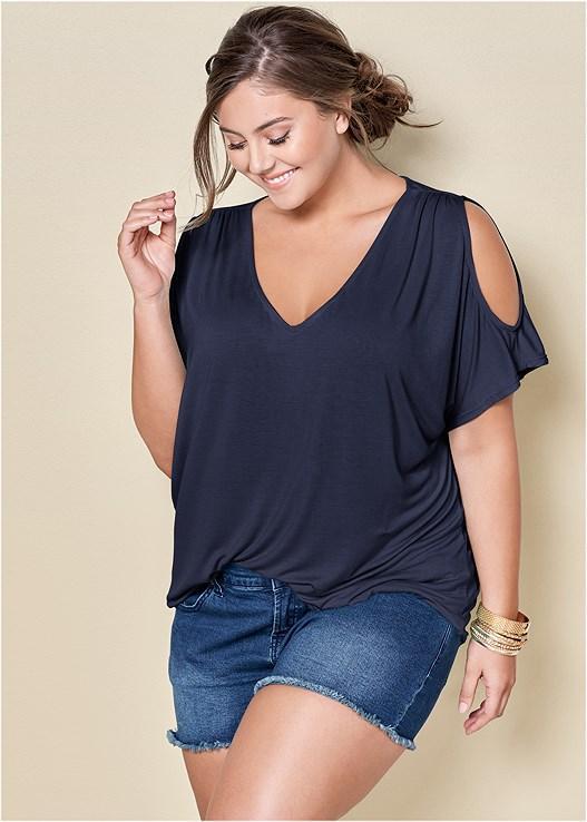 Cold-Shoulder V-Neck Top Product Image