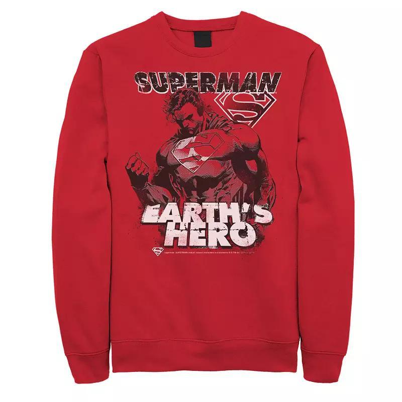 Mens DC Comics Superman Earths Hero Sketched Poster Sweatshirt Product Image