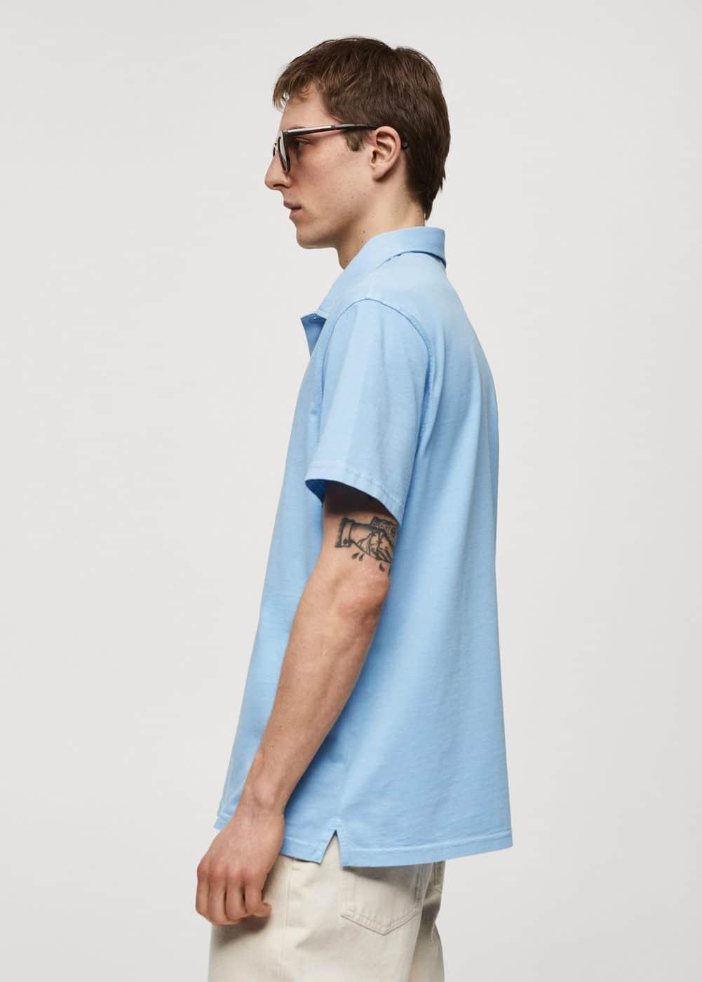 MANGO MAN - 100% cotton relaxed fit polo shirt sky blueMen Product Image