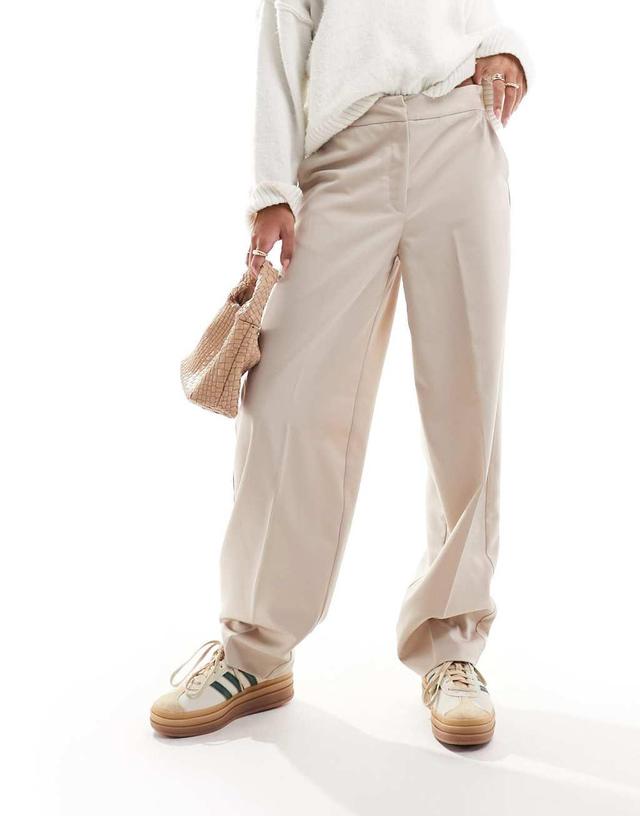 Vila wide tapered leg tailored pants in stone Product Image