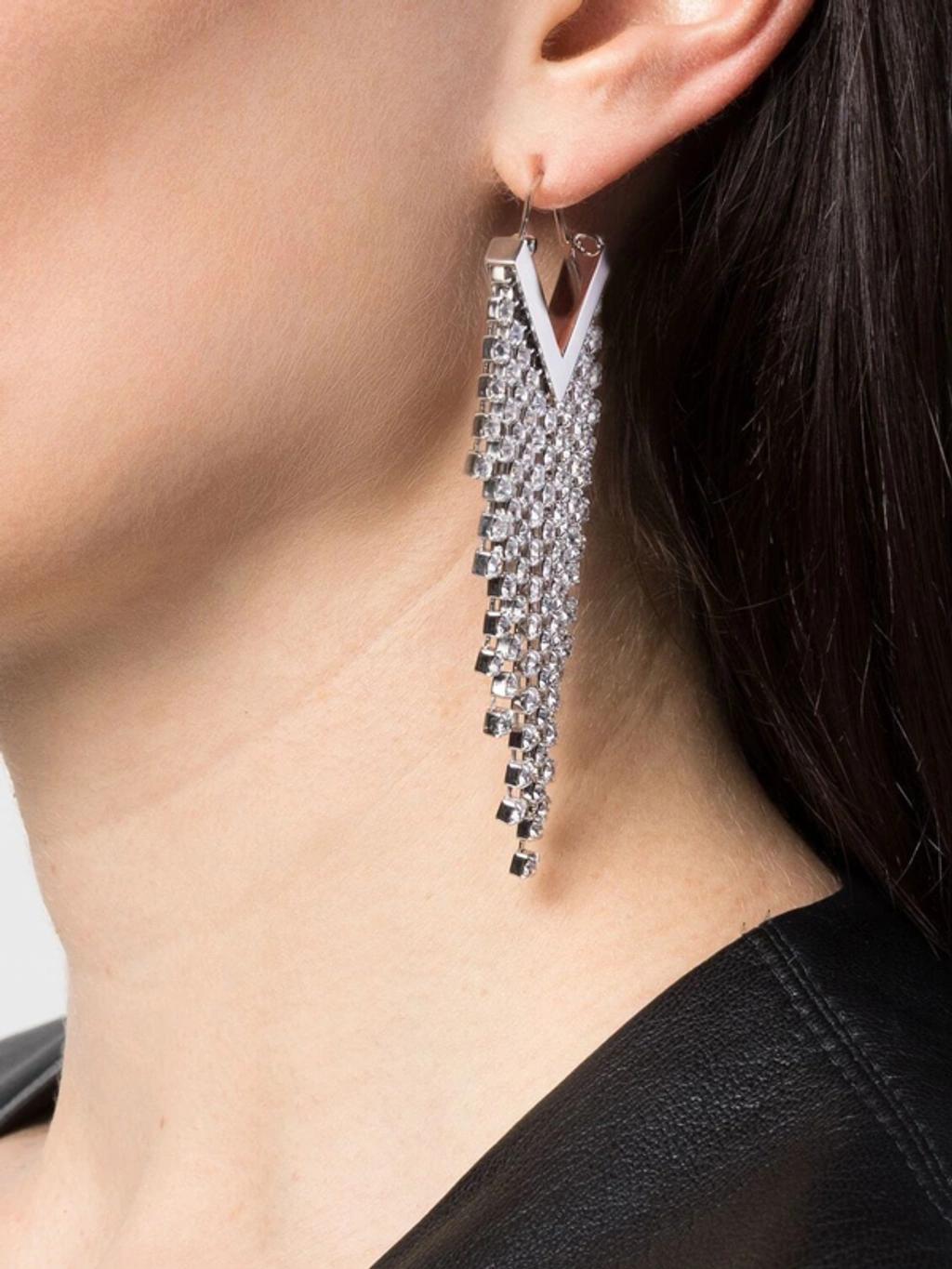 ISABEL MARANT Glass Crystal-embellished Earrings In Silver Product Image