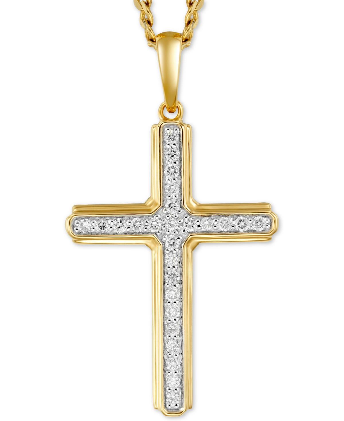 Mens Diamond Cross 22 Pendant Necklace (1/4 ct. t.w.) in 10k Gold Product Image