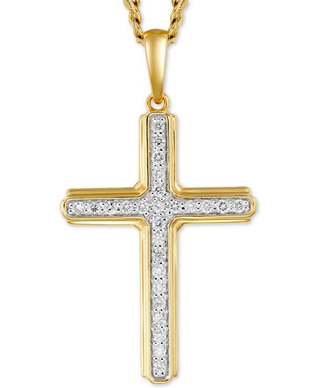 Mens Diamond Cross 22 Pendant Necklace (1/4 ct. t.w.) in 10k Gold Product Image