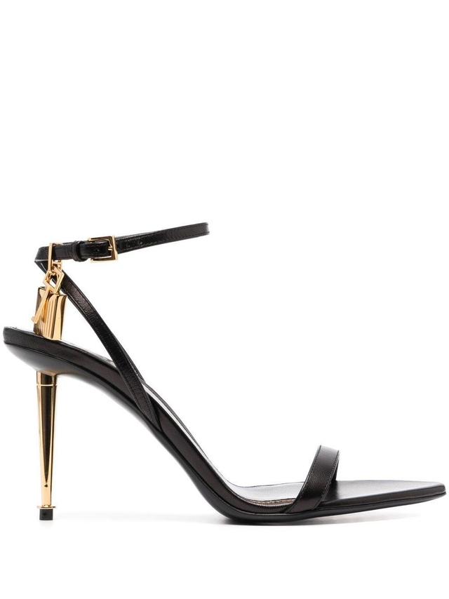 TOM FORD 85mm Lock Leather Sandals In 1n001 Black Product Image