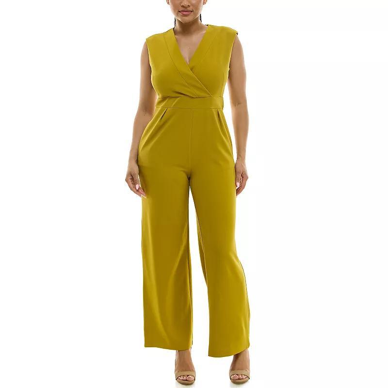 Womens Nina Leonard Surplice Jumpsuit Black Product Image