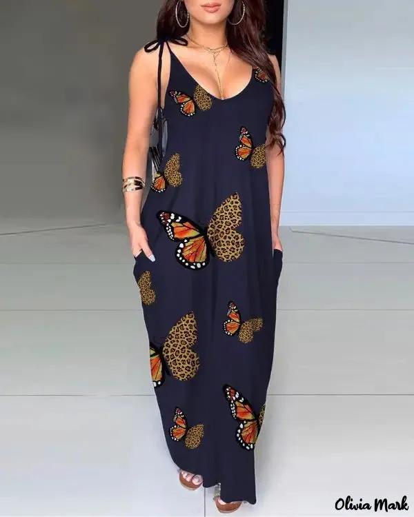 Olivia Mark – Cheetah Print Butterfly Pocket Maxi Dress Product Image