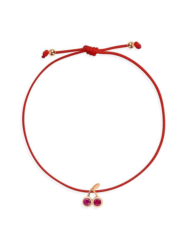 Womens Frutti Cherry 18K Rose Gold & Ruby Thread Bracelet Product Image