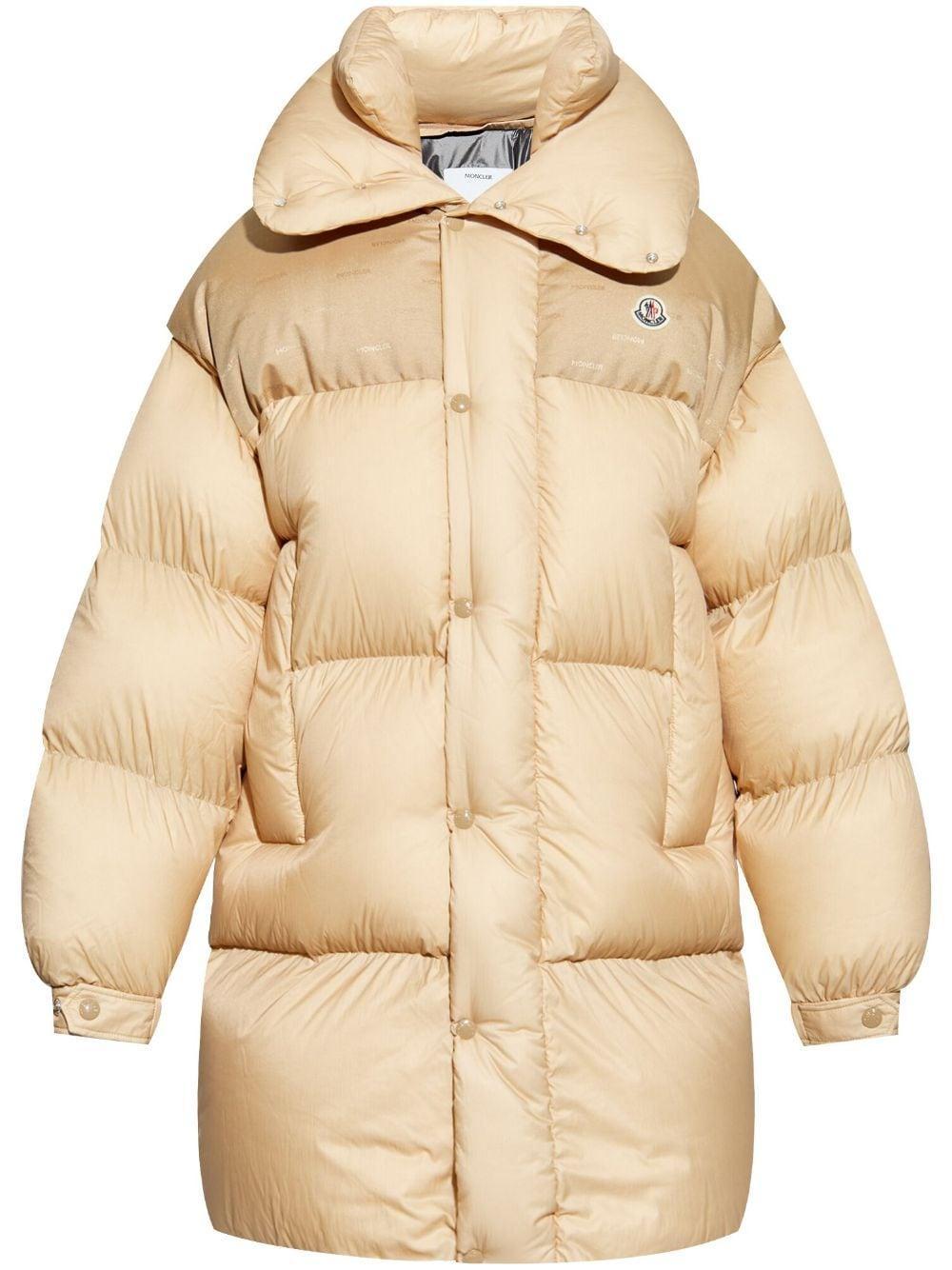 MONCLER Verone 2 Logo Patch Puffer Jacket In Beige Product Image