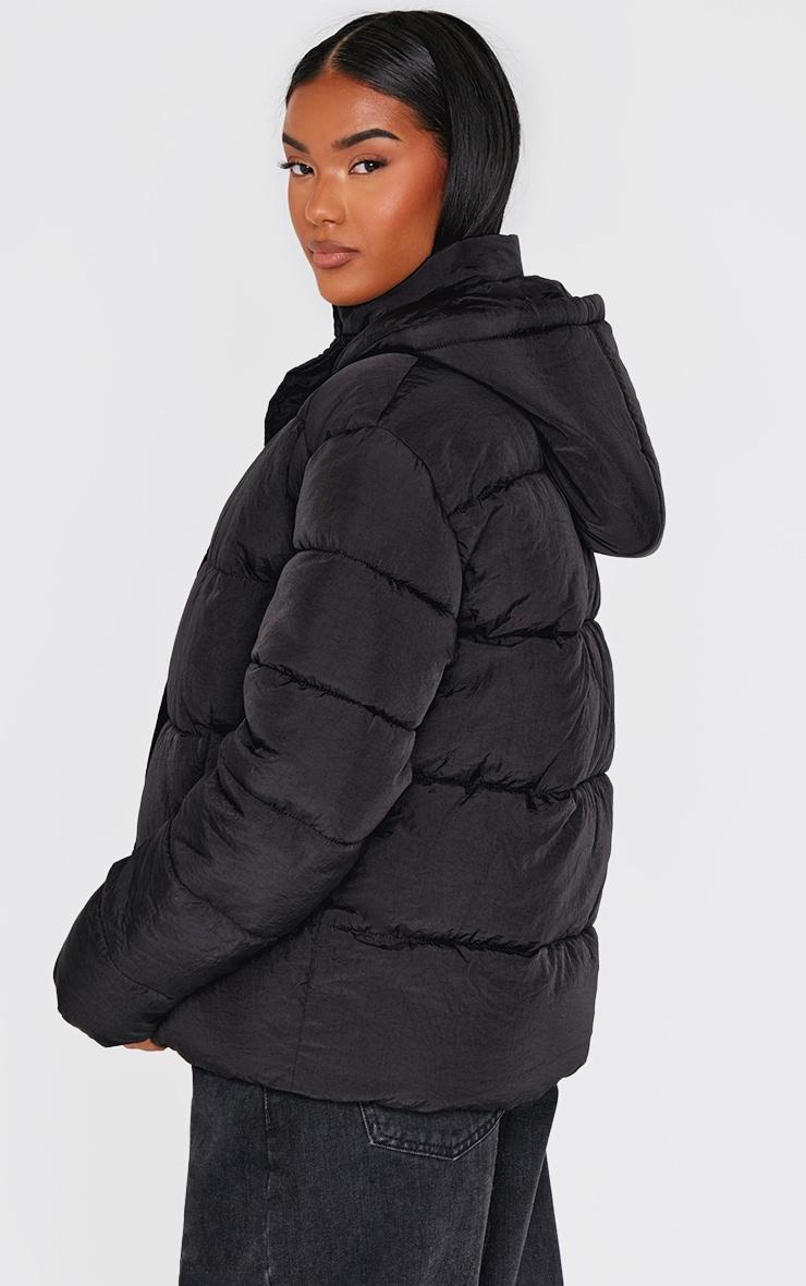 Black Hooded Puffer Jacket Product Image