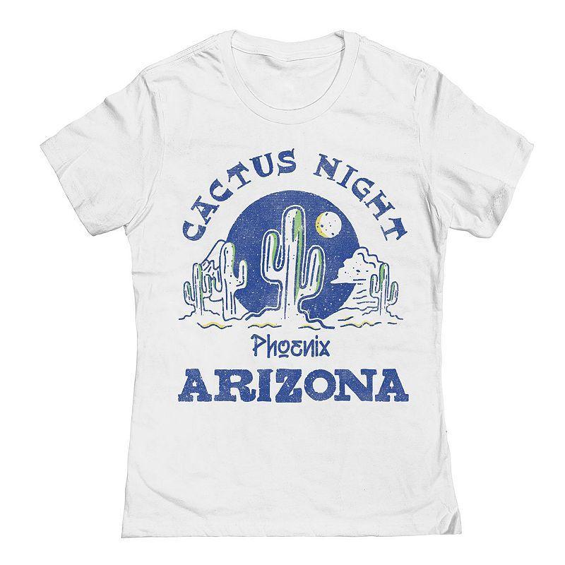 Juniors Cactus Night Arizona Womens Graphic Tee, Girls White Product Image