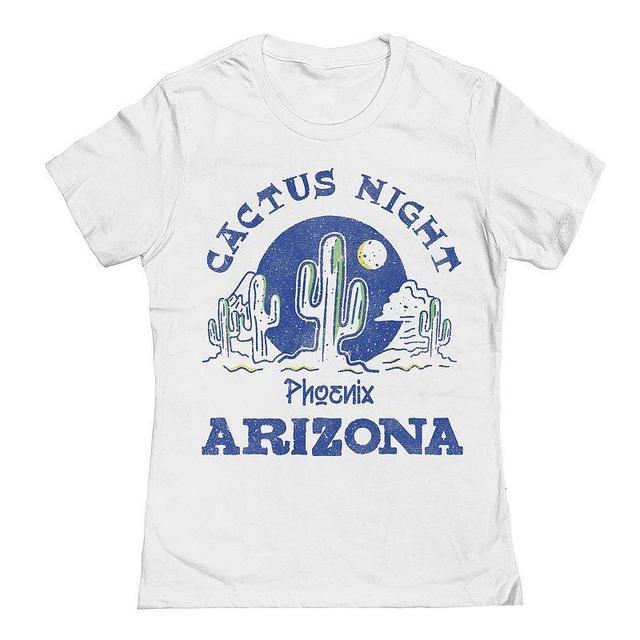 Juniors Cactus Night Arizona Womens Graphic Tee, Girls White Product Image