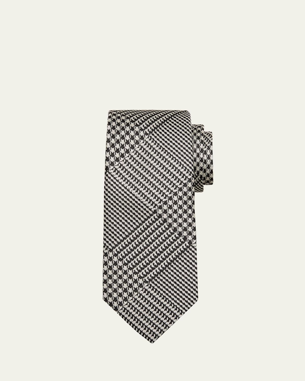 Mens Mulberry Silk Houndstooth Plaid Tie Product Image