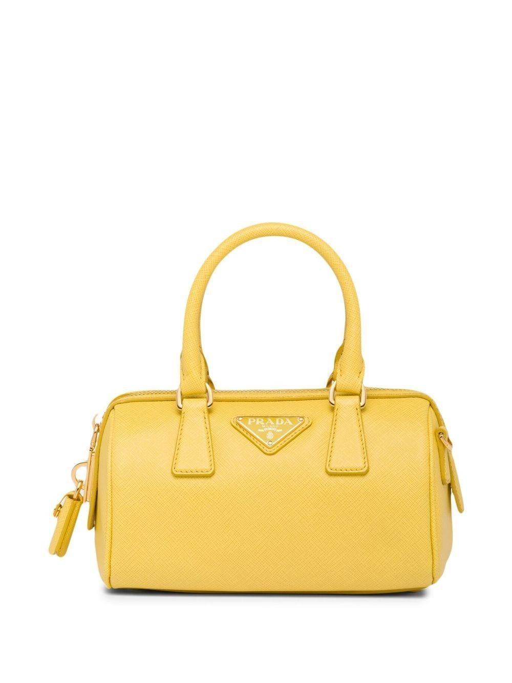 Saffiano Leather Top-handle Bag In Yellow Product Image