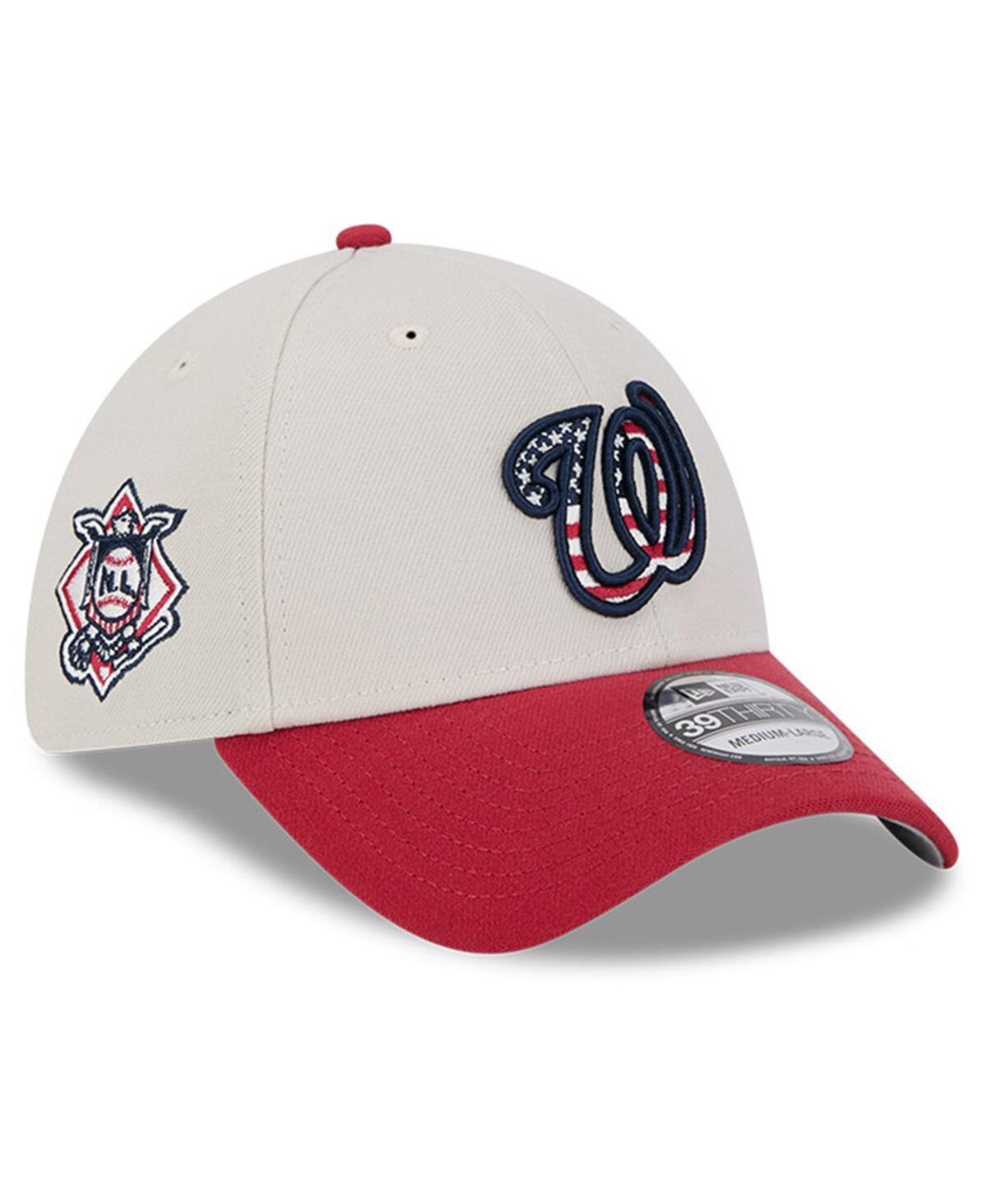 Mens New Era Khaki/Red Washington Nationals 2024 Fourth of July 39THIRTY Flex Hat Product Image