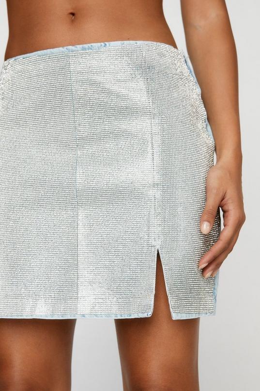 Sequin Denim Mini Skirt Product Image