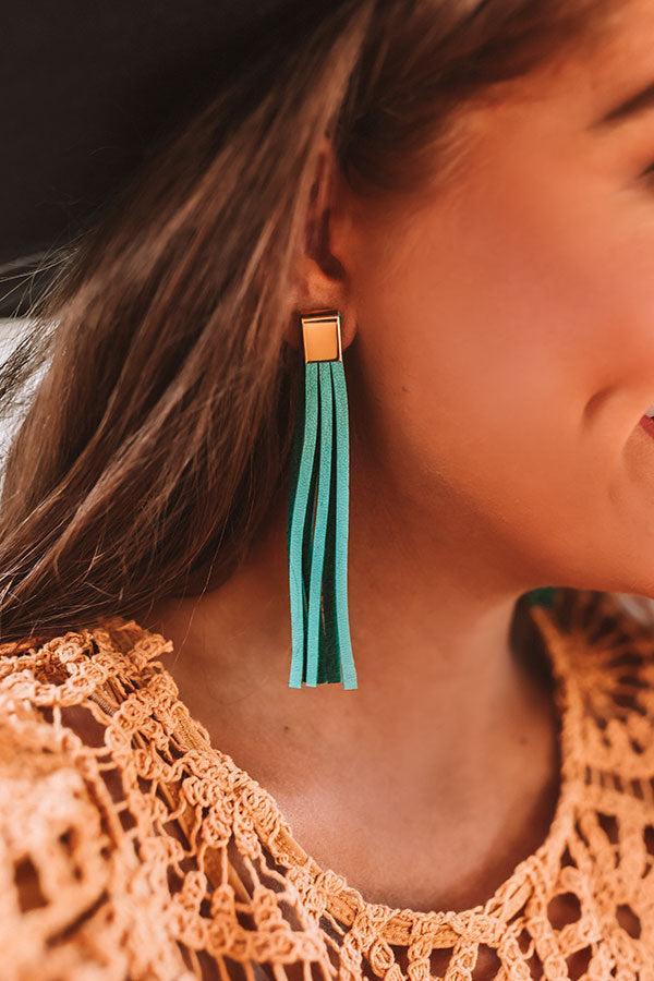 The Elaine Leather Earrings in Seafoam Product Image