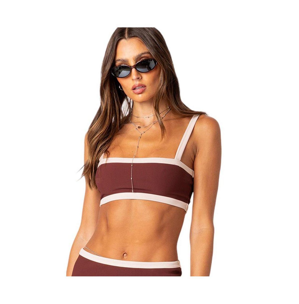 Womens Sutton contrast ribbed Bra top Product Image