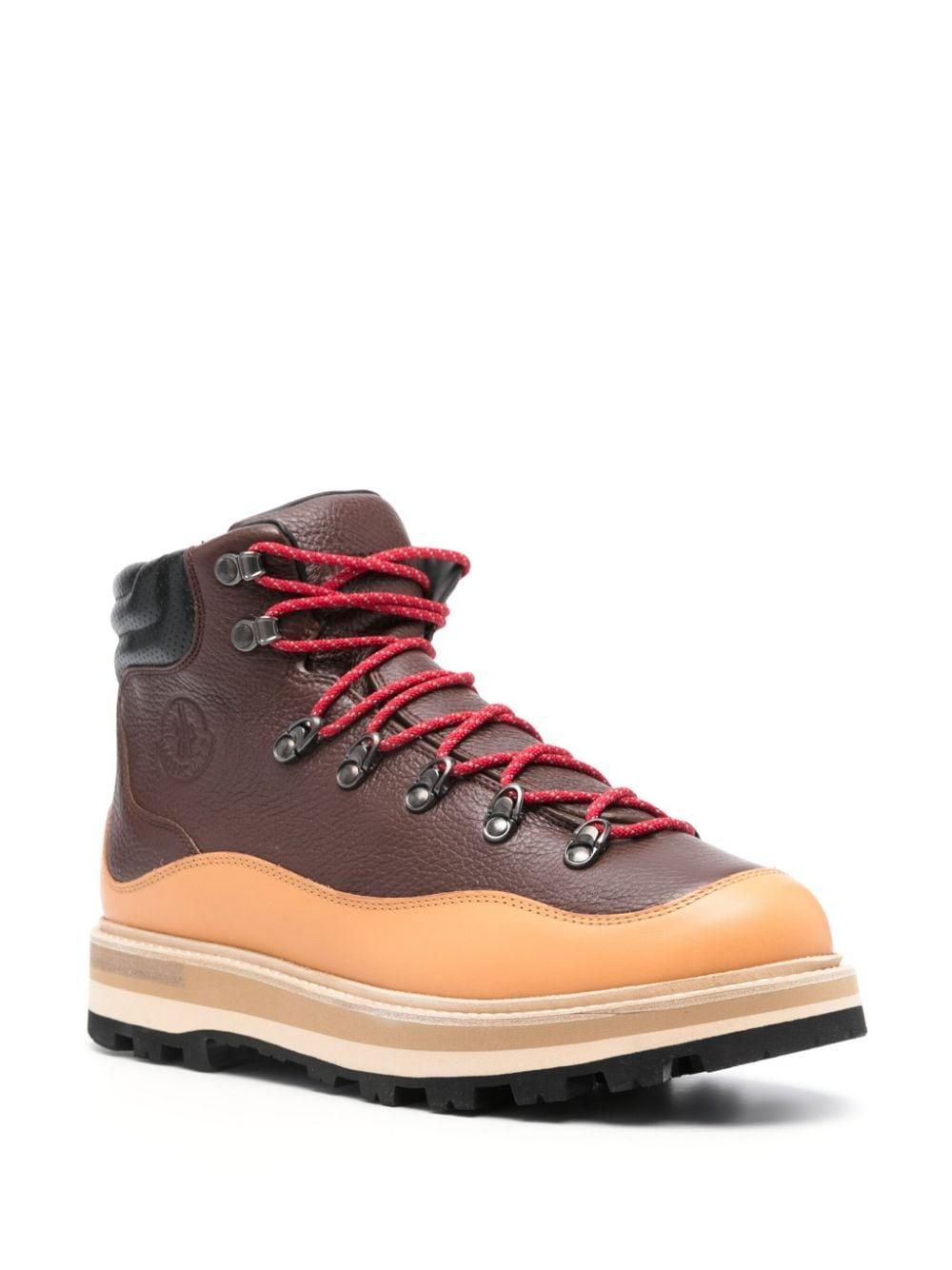 Multicolor Leather Peka Trek Ankle Boots In Brown Product Image