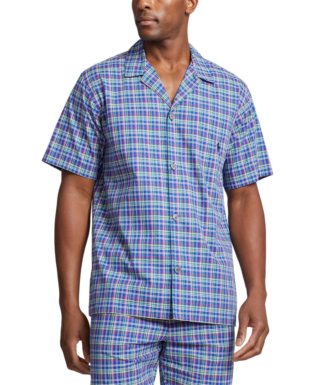 Polo Ralph Lauren Mens Collared Plaid Sleep Shirt - MEDITERRANEAN PLAID Product Image