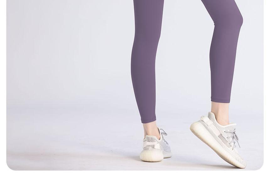 High Waist Plain Yoga Leggings Product Image