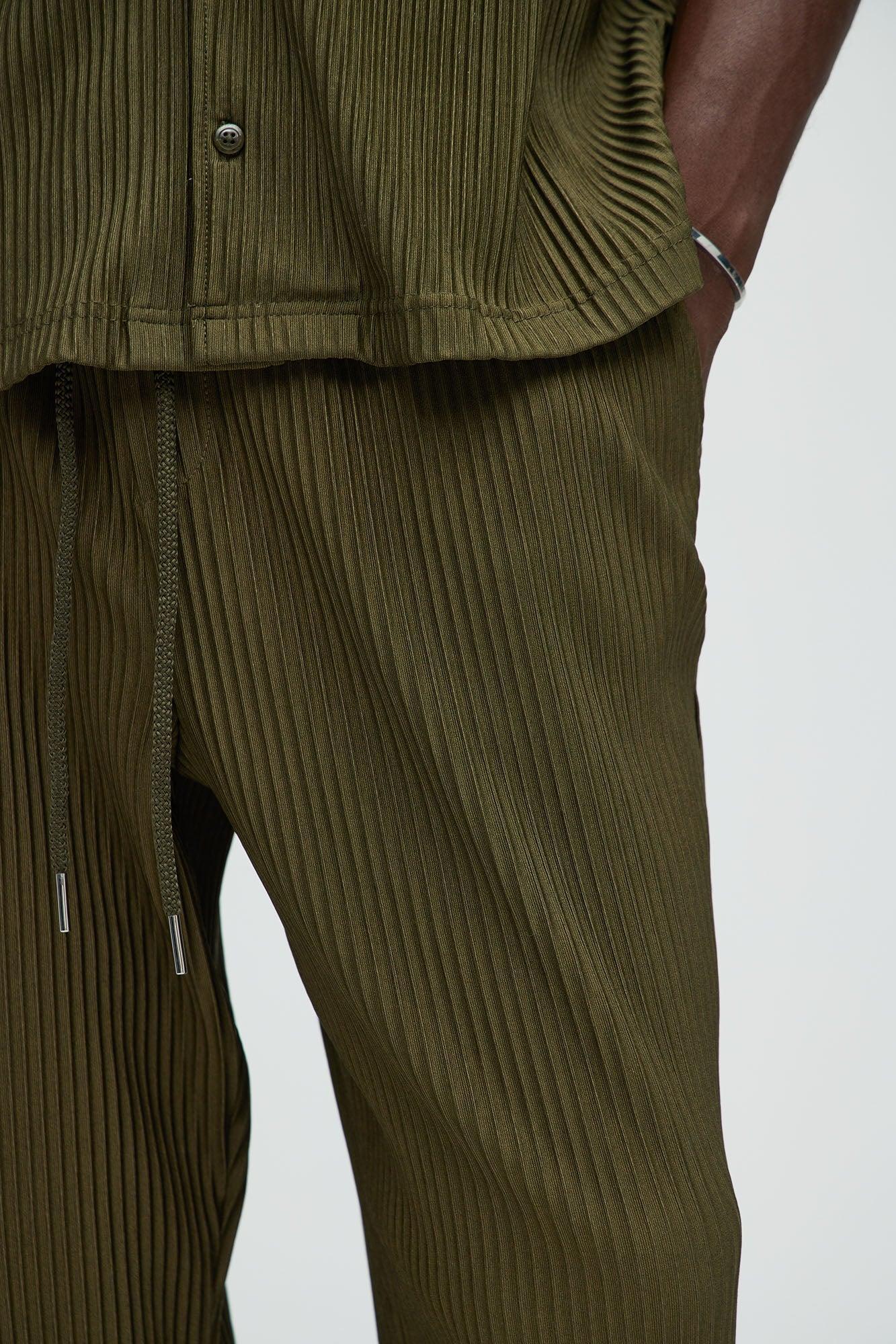 Potential Straight Pleated Pants - Olive Product Image