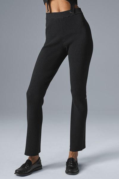 Denim Knit High-Waist Flare Pant - Black/Anthracite Product Image