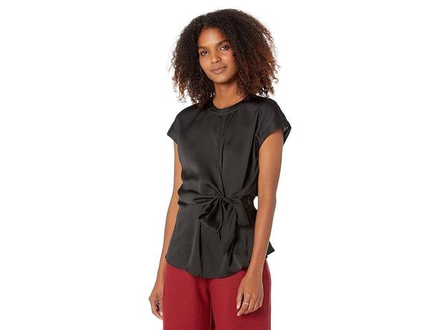 MICHAEL Michael Kors Crew Neck Tie Waist Short Sleeve Blouse Product Image