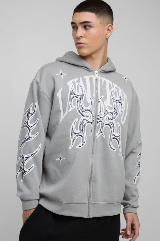 Oversized Zip Through Limited Graphic Hoodie | boohooMAN USA Product Image