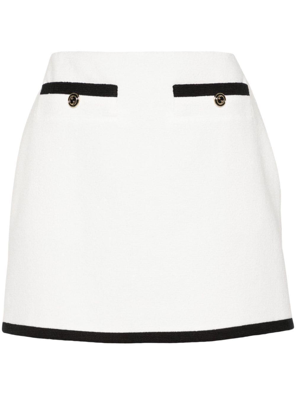 Cotton Tweed Skirt In White Product Image