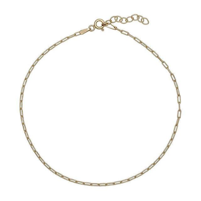 PRIMROSE Sterling Silver Clip Link Chain Anklet, Womens Yellow Product Image