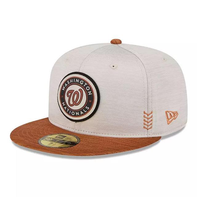 Mens New Era Stone/Brown Washington Nationals 2024 Clubhouse 59FIFTY Fitted Hat Product Image