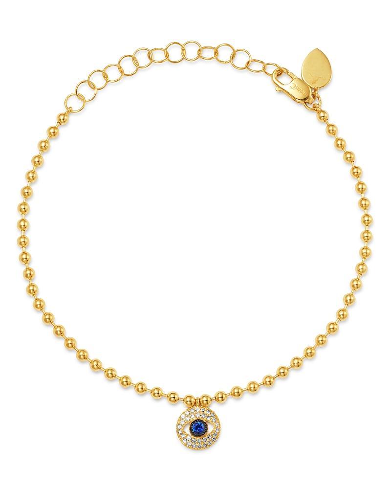 Womens 14K Yellow Gold, Diamond & Sapphire Evil Eye Charm Bracelet Product Image