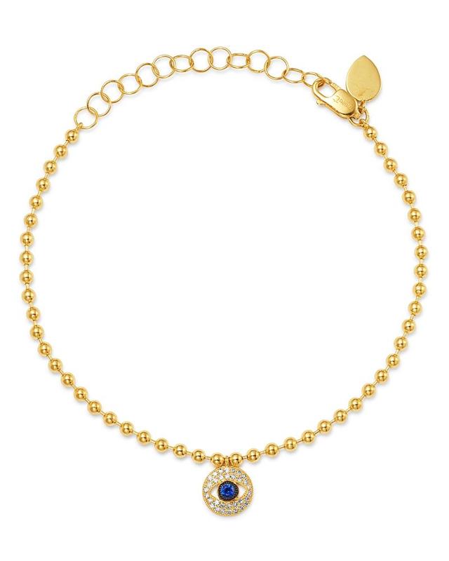 Womens 14K Yellow Gold, Diamond & Sapphire Evil Eye Charm Bracelet Product Image