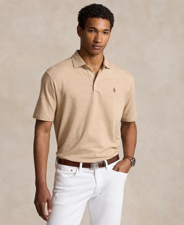 POLO RALPH LAUREN Classic Fit Mesh Polo Shirt In Classic Camel,white Product Image