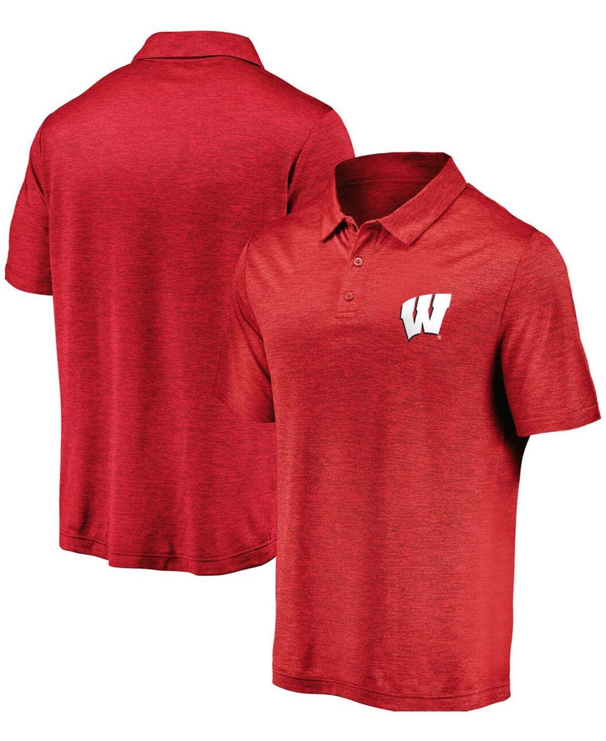 Mens Fanatics Branded Wisconsin Badgers Primary Logo Striated Polo Product Image