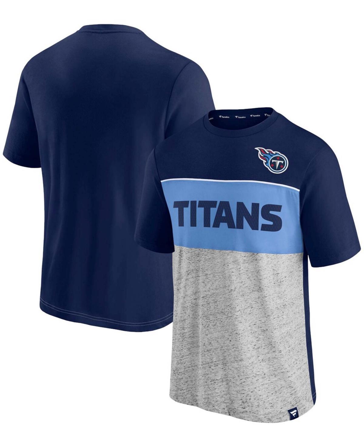 Mens Fanatics Branded /Heathered Gray Tennessee Titans Colorblock T-Shirt Blue Product Image