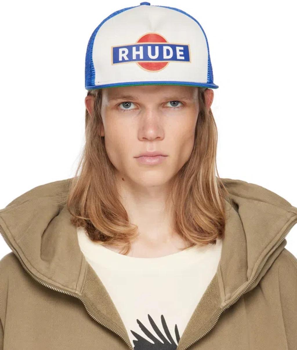 Blue & Off-white Racer Trucker Cap In Navy/off-white Product Image