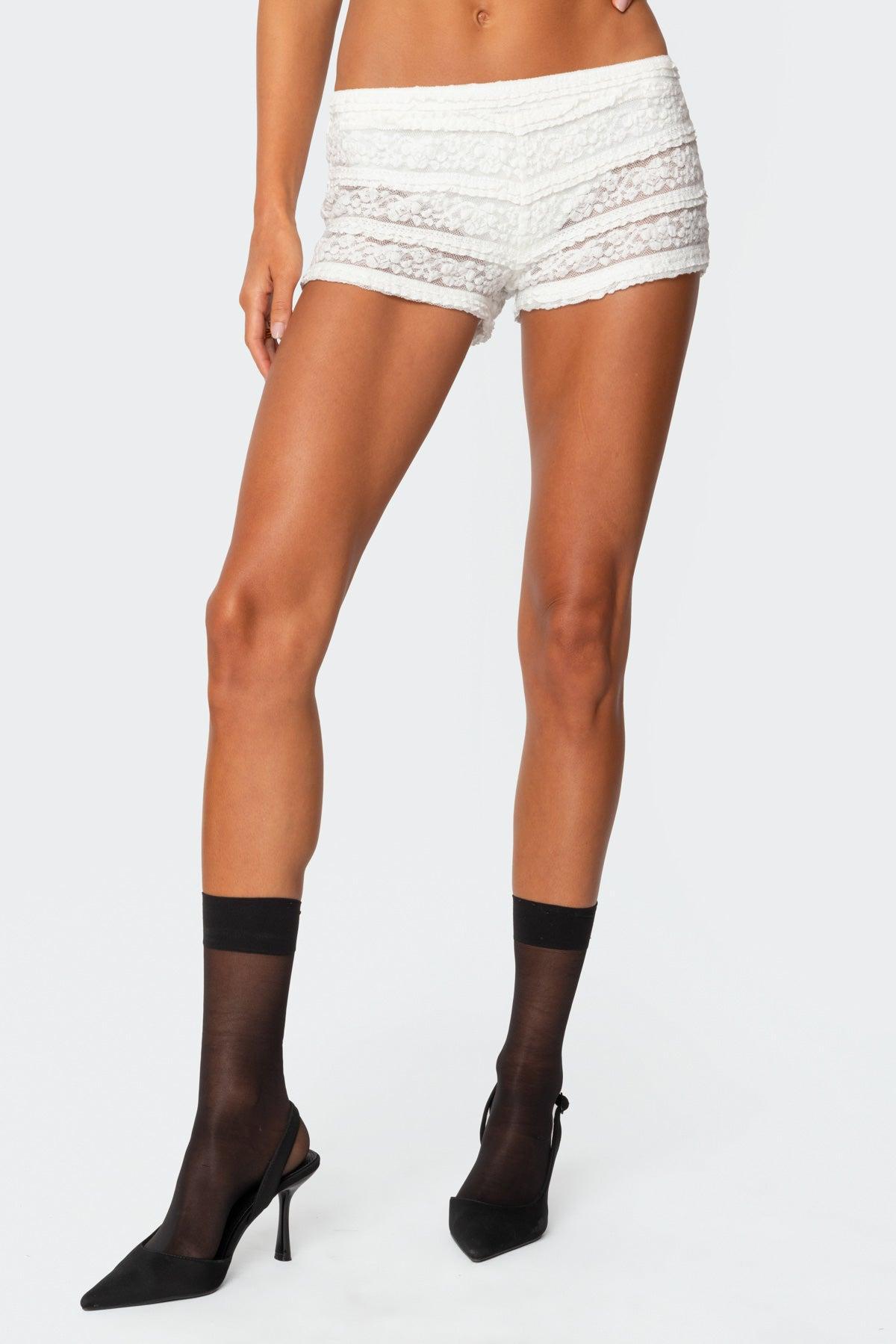 Maisley Sheer Lace Shorts Product Image