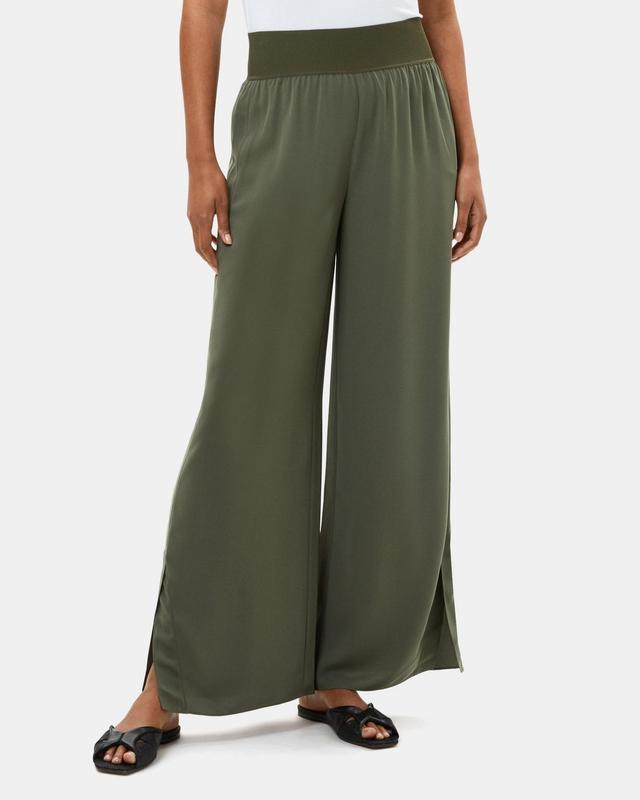 Slit Wide-Leg Pant in Crepe Product Image