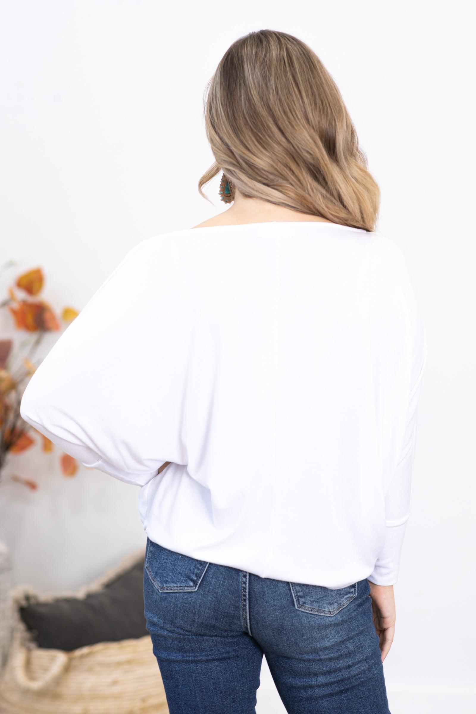 Off White Cowl Neck Dolman Sleeve Top Product Image