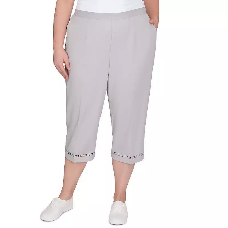 Plus Size Alfred Dunner Pull-On Capri Pants with Lace Inset Bottom, Womens Product Image