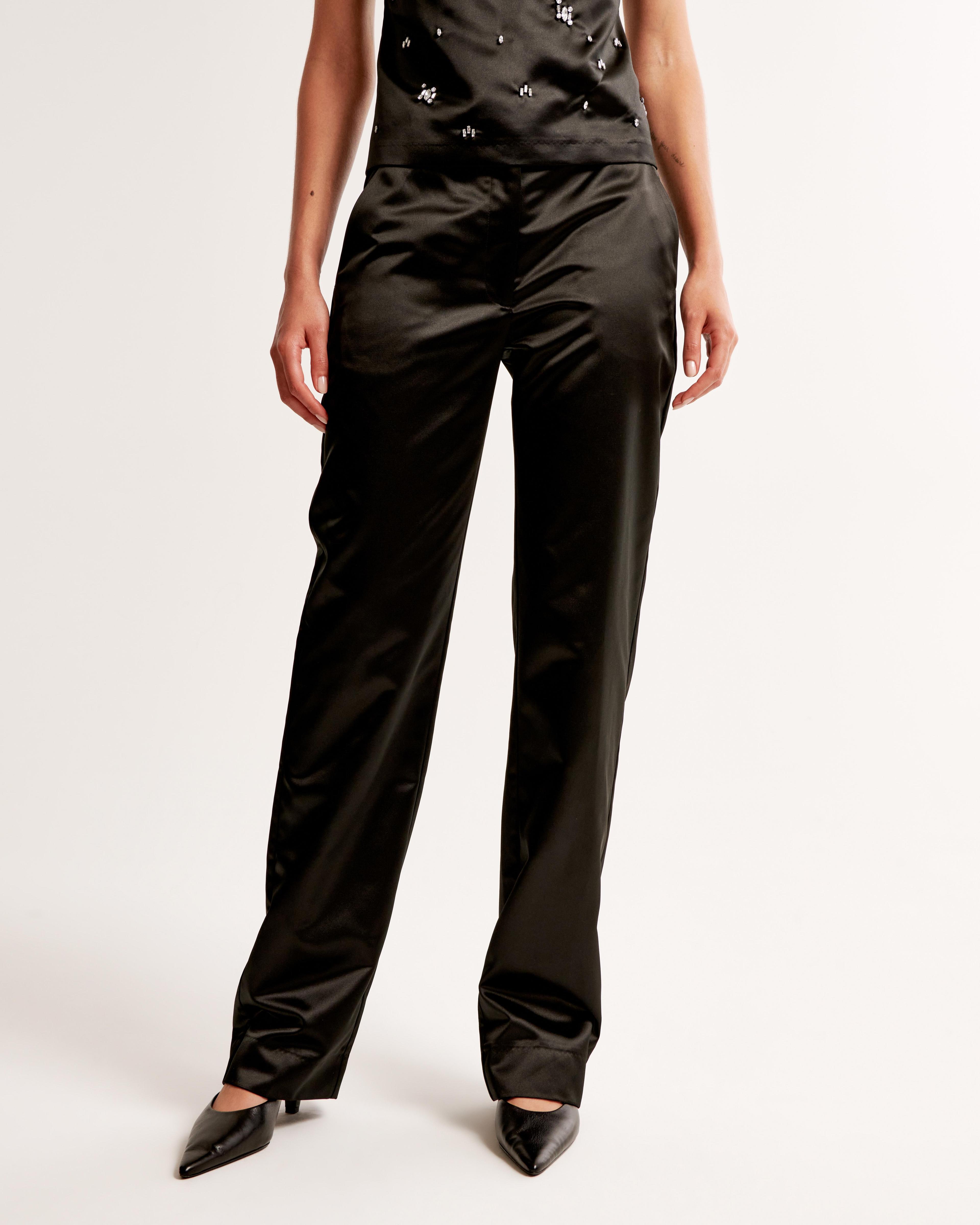 High Rise Tailored Straight Satin Pant Product Image