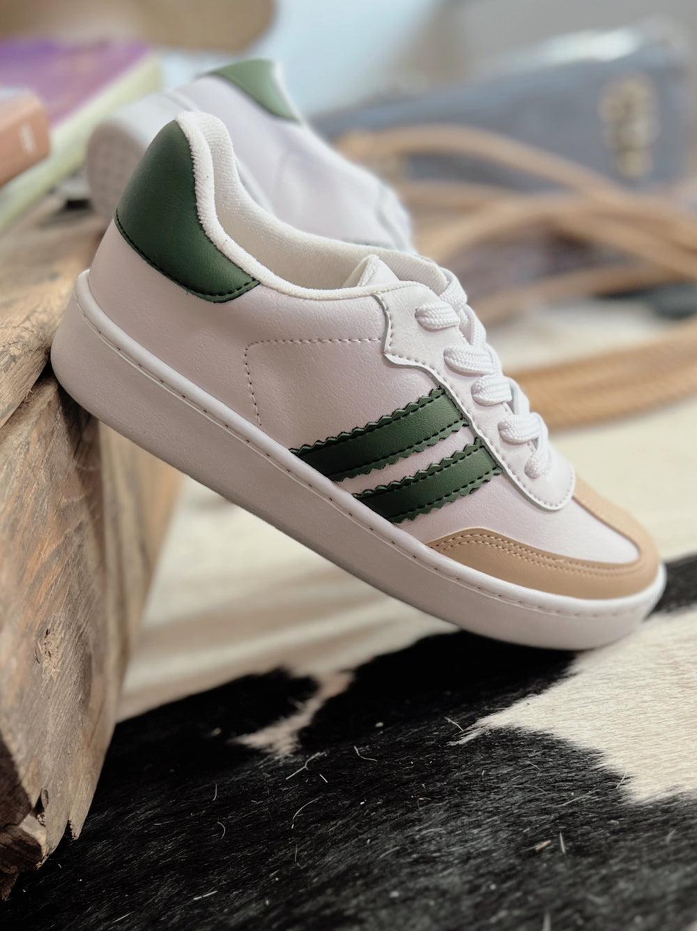 Women's Double Stripe Green Sneakers Product Image