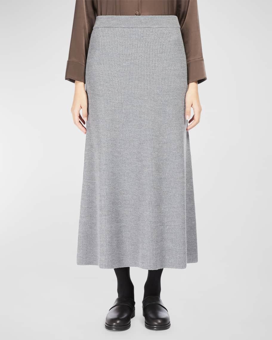 Agile Knit Virgin Wool Midi Skirt Product Image