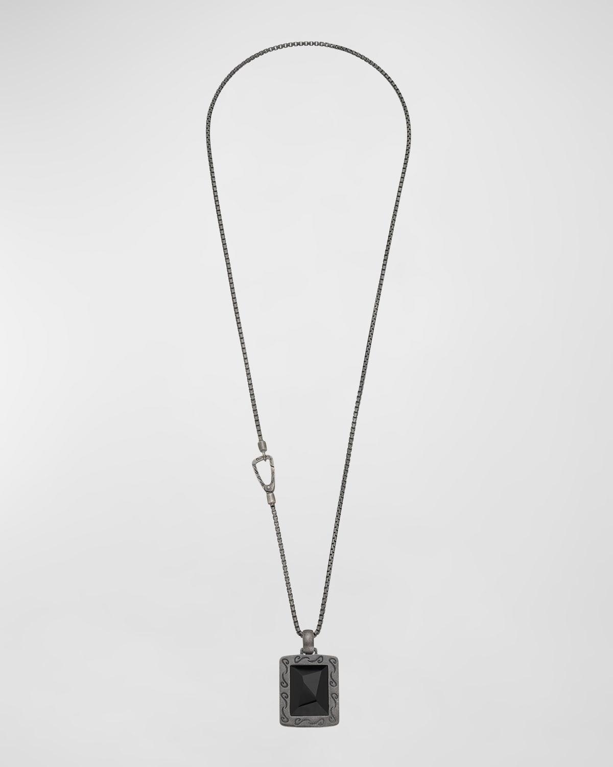 Mens Ara Square Onyx Pendant Necklace Product Image