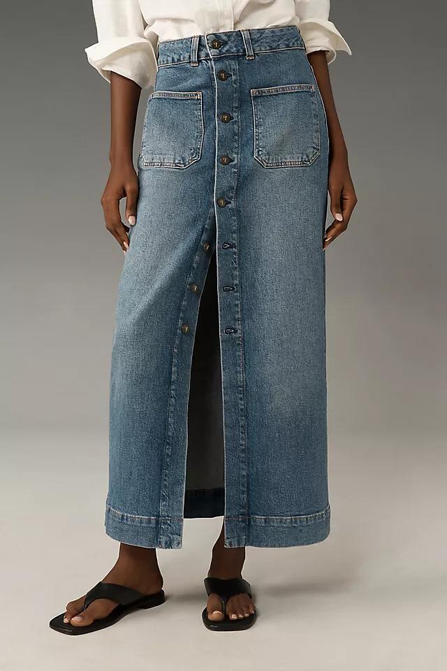 Pilcro Denim Button-Front Midi Skirt Product Image