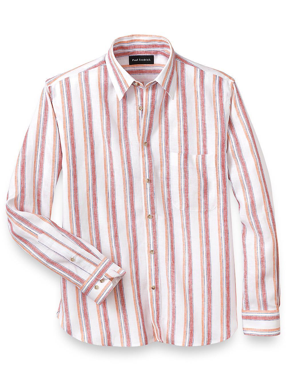 Linen Stripe Casual Shirt - White Multi Product Image